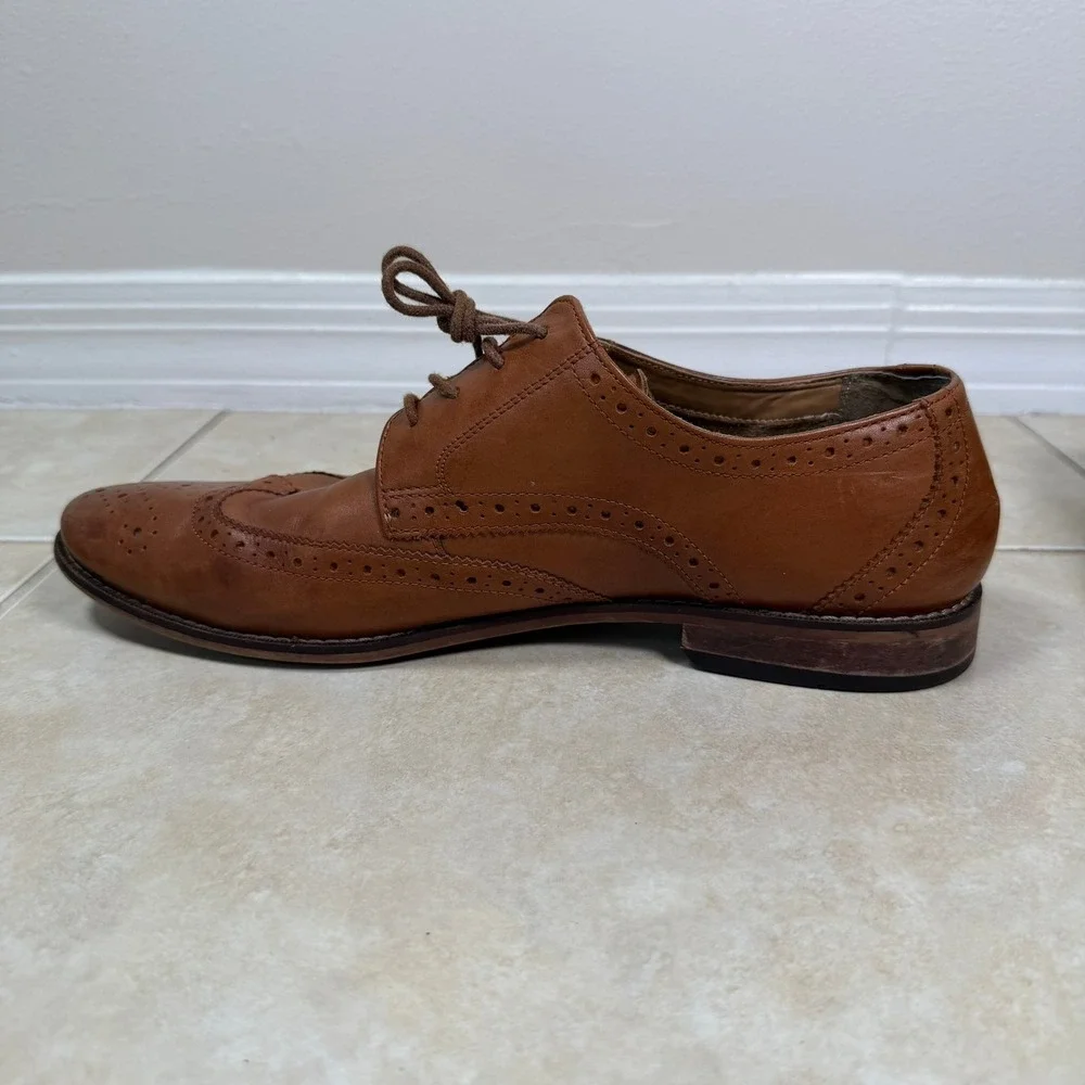 Florsheim Wingtip Oxford Mens 10 D Brown Leather Brogue Dress Shoes 11737-257